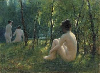 Lionel Walden The Bathers, oil painting by Lionel Walden, France oil painting art